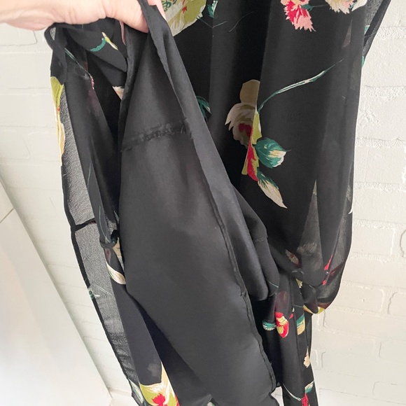 Vintage Y2K 90s Maxi Dress Chiffon Hankerchief hem Dark Floral Fairy Romantic 2X - Picture 7 of 9